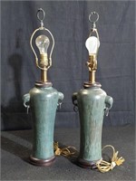 Pair of vintage bronze table lamps w/elephant