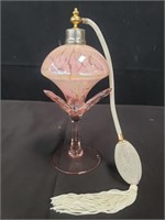 Pink glass perfume atomizer