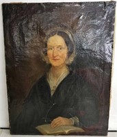 1852 French portrait on linen canvas, unframed