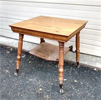 Oak Victorian Table w/Iron Griffin Head Supports;