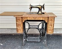 Oak Treadle Base Sewing Machine