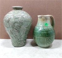 Large Ceramic Vase (12.5") & Pitcher