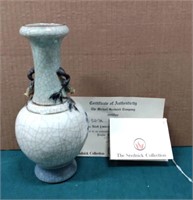 Blue & White Crackle Tung Chih Vase; 9.5"H