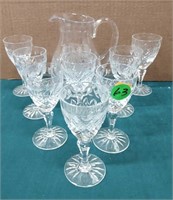 Crystal Pitcher & 8 Cordials; LOCAL PICKUP ONLY