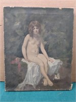 Oil on Canvas Nude Girl 14"x17";