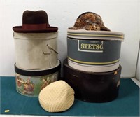 3 Hats, 4 Hat Boxes (1 Stetson no hat)