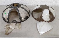2 Slag Glass Shades Damage & Missing Panes