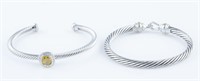 2 David Yurman silver cable bracelets.