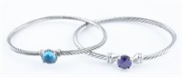 2 David Yurman Chatelaine silver cable bracelets.