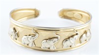 Sidra Italian 18k elephant cuff bracelet.