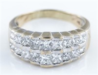14k Princess cut diamond step ring.