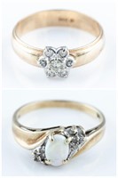 2 Gold and diamond rings
