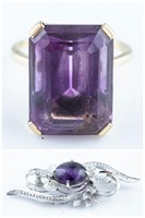 2 Amethyst pieces of jewelry