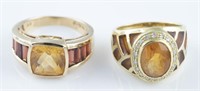 2 Gold citrine rings.