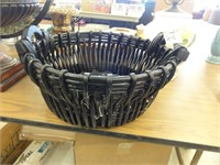 wicker basket with wooden handles