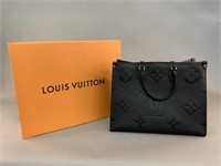 Louis Vuitton OnTheGo Tote, GM, black leather.