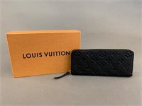 Louis Vuitton Clemence wallet, black leather.