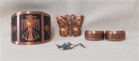 Copper: Bracelet, Earrings, Tie Tack, Brooch