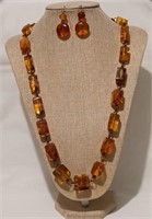 Amber(?) Necklace and Earrings