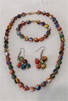 Murano(?) Necklace, Bracelet and Earrings