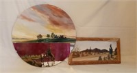 Cowboy Painting on Mirror; Landscape Painting