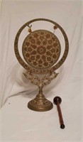 Vintage Indian Brass Gong w/stand & Wooden Striker