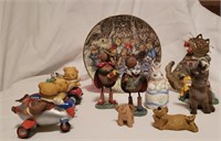 Assorted Home Decor Figurines & Plate
