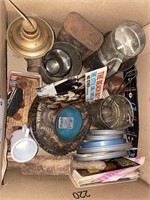 Wood Bucket, Box Of Assorted Vintage Housewares