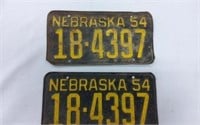 Pair of 1954 Nebraska License Plates