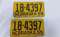 Pair of 1955 Nebraska License Plates
