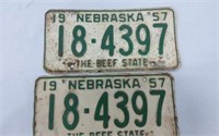 Pair of 1957 Nebraska License Plates