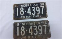 Pair of 1956 Nebraska License Plates