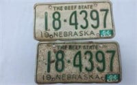 Pair of 1964 Nebraska License Plates