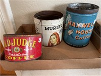 Old Judge, Maxwell House & Muriel Cigar tins