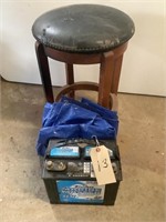 Bar stool tarp and battery