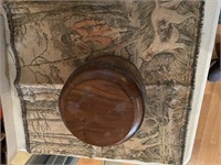 Wooden humidor & hunting tapestry piece