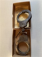 Vintage Peerless handcuffs & key w/box