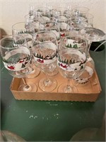 Flat of Winter holiday set of glasses