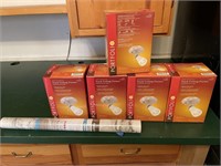 5 track ceiling lights & roll of contact paper
