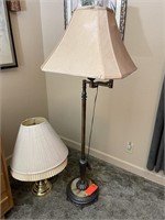 Marble based pole lamp & brass table lamp