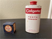 Vintage Colgate tooth powder tin & Red Cross -