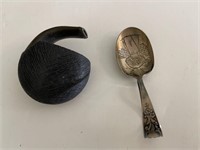 Sterling spoon & vintage pipe