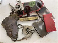 Leather corn sheller,stamps & vintage Notary seals