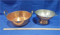 Large Copper Pan and Strainer