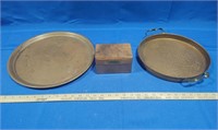 2 Copper Trays and Box