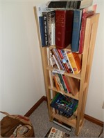 WOODEN BOOK TOWER WITH BOOKS