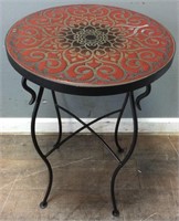 WROUGHT IRON TILE TOP PATIO TABLE