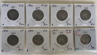 Group Sterling Canada 25 Cent Pieces (8)
