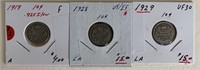 1919-1928-1929 Canada 10 Cent Pieces