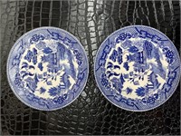 (2) Pieces Blue Willow Porcelain